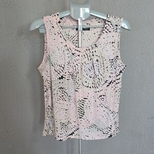 Kasper Pink Fitted Tank Top with Intricate Pattern Office Professional Layering